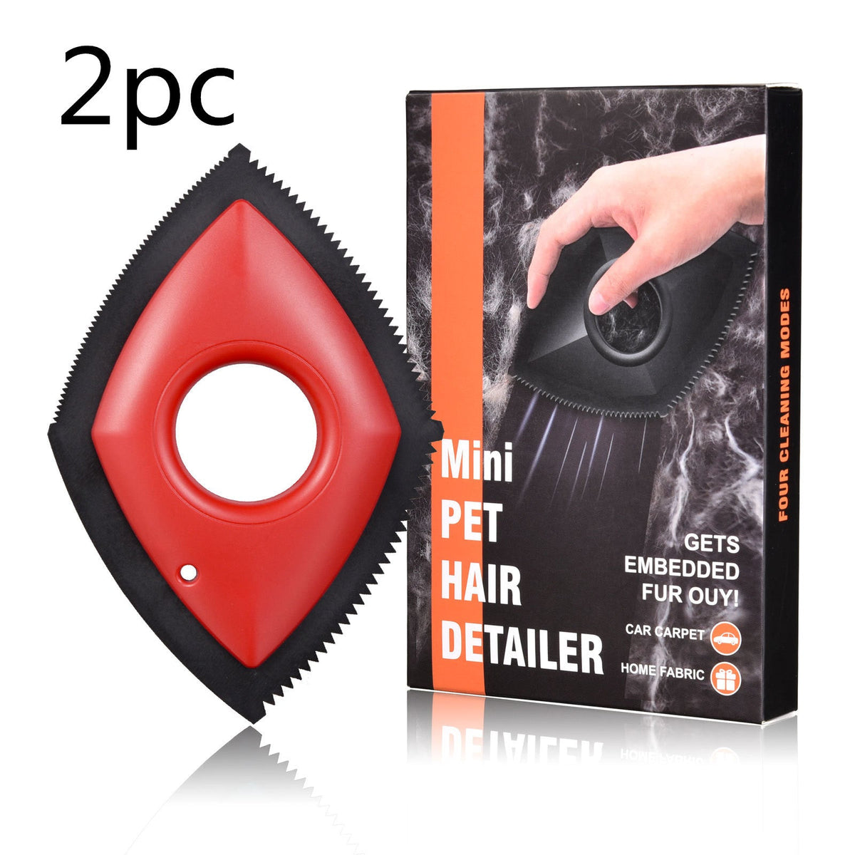 2-piece red pet hair remover detailer set, each tool has a serrated edge