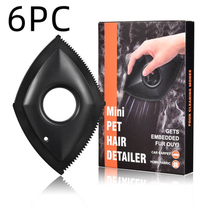 6-pack mini pet hair remover tool, black scraper head with sawtooth edge