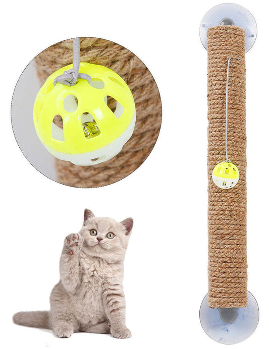 Pet Life 'Stick N' Claw' Sisal Rope and Toy Suction Cup Stick Shaped Cat Scratcher - Renee Lane Company