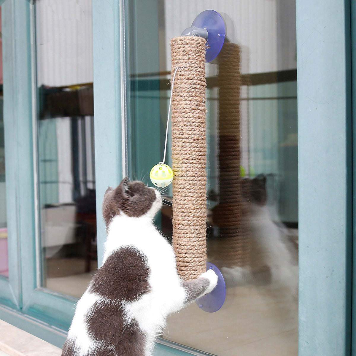 Pet Life 'Stick N' Claw' Sisal Rope and Toy Suction Cup Stick Shaped Cat Scratcher - Renee Lane Company