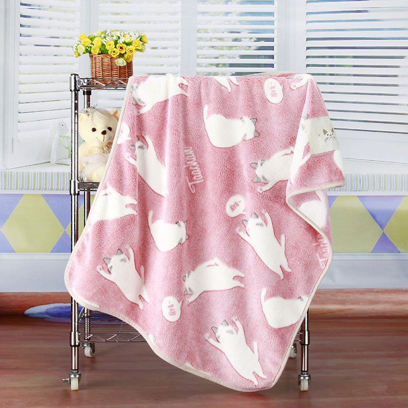 Pet Quilt Warm Blanket Coral Fleece Antifreeze Autumn And Winter Pets - Renee Lane Company