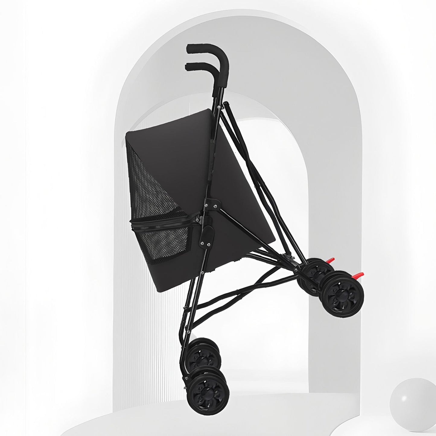 Pet Stroller for Small Dogs Cats with Mesh Ventilation, Lightweight Foldable Design, Cup Holder, Black - Renee Lane Company