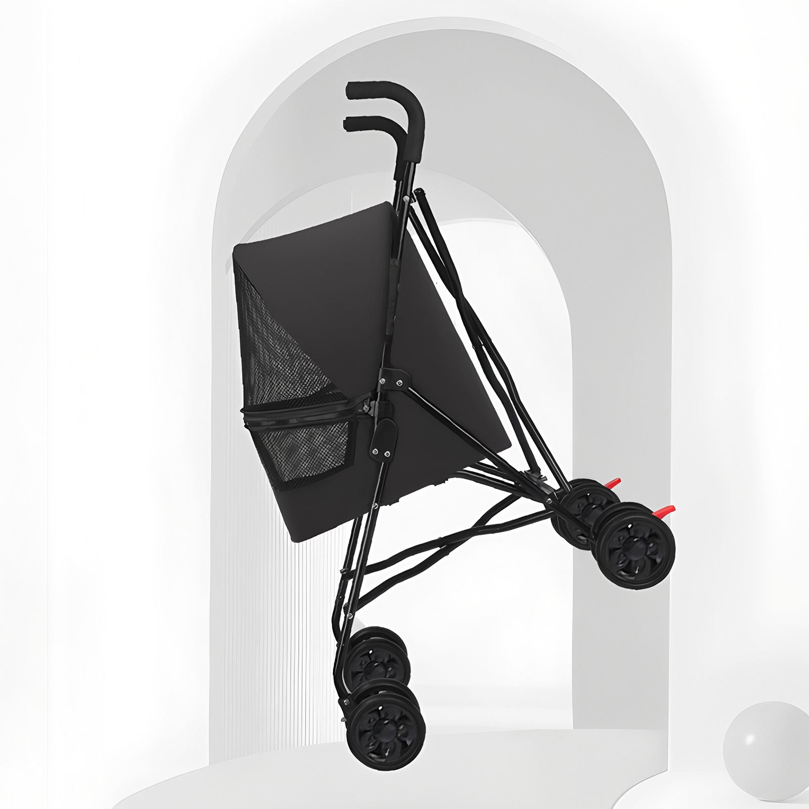 Pet Stroller for Small Dogs Cats with Mesh Ventilation, Lightweight Foldable Design, Cup Holder, Black - Renee Lane Company