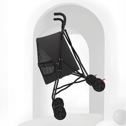 Pet Stroller for Small Dogs Cats with Mesh Ventilation, Lightweight Foldable Design, Cup Holder, Black - Renee Lane Company
