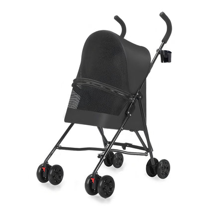 Pet Stroller for Small Dogs Cats with Mesh Ventilation, Lightweight Foldable Design, Cup Holder, Black - Renee Lane Company