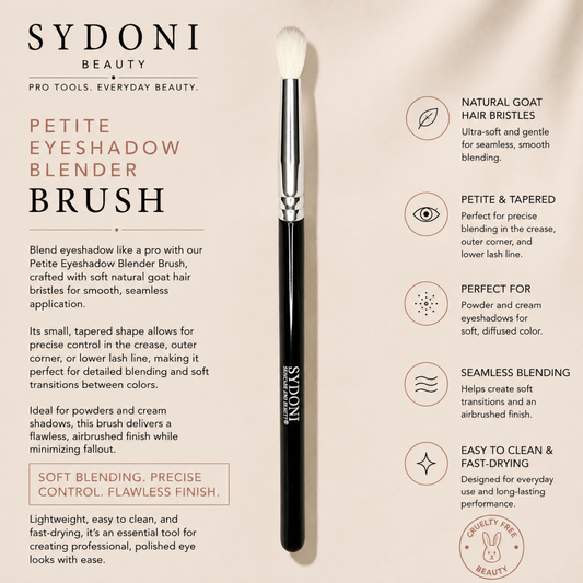 SYDONI PETITE EYESHADOW BLENDER BRUSH -Goat Hair Bristles - Renee Lane Company