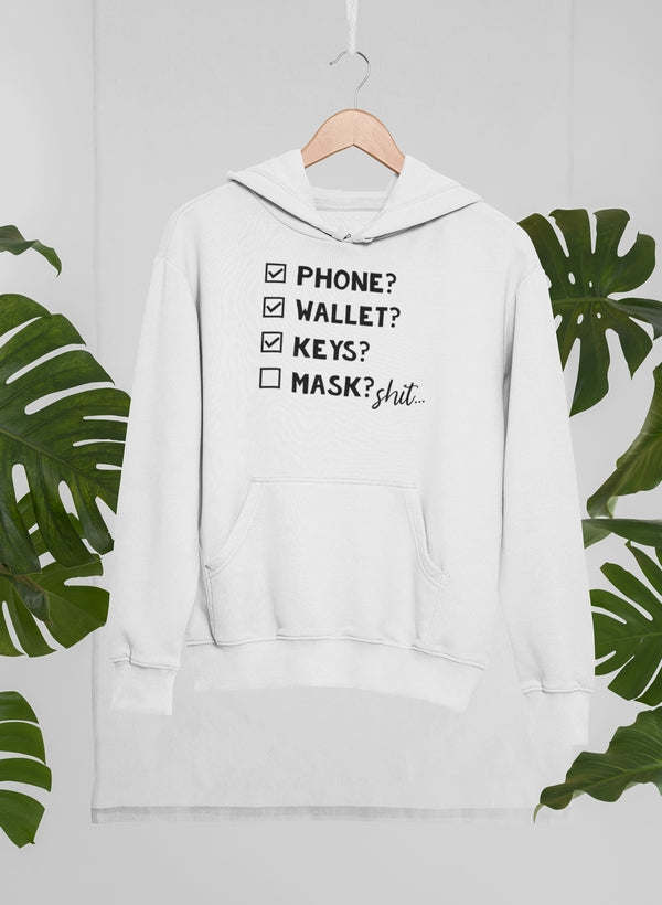 Phone Wallet Keys Mask Checklist Hoodie - Renee Lane Company