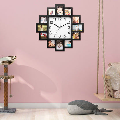 Photo Frame Clock Picture Collage 12-Picture Display Wall Clock Photowall Wall Hanging Home Decor - Renee Lane Company
