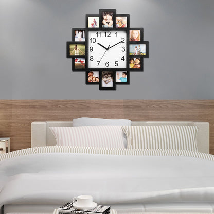 Photo Frame Clock Picture Collage 12-Picture Display Wall Clock Photowall Wall Hanging Home Decor - Renee Lane Company