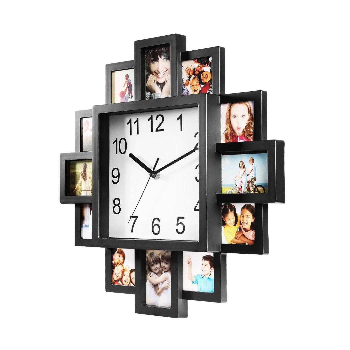 Photo Frame Clock Picture Collage 12-Picture Display Wall Clock Photowall Wall Hanging Home Decor - Renee Lane Company