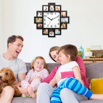 Photo Frame Clock Picture Collage 12-Picture Display Wall Clock Photowall Wall Hanging Home Decor - Renee Lane Company