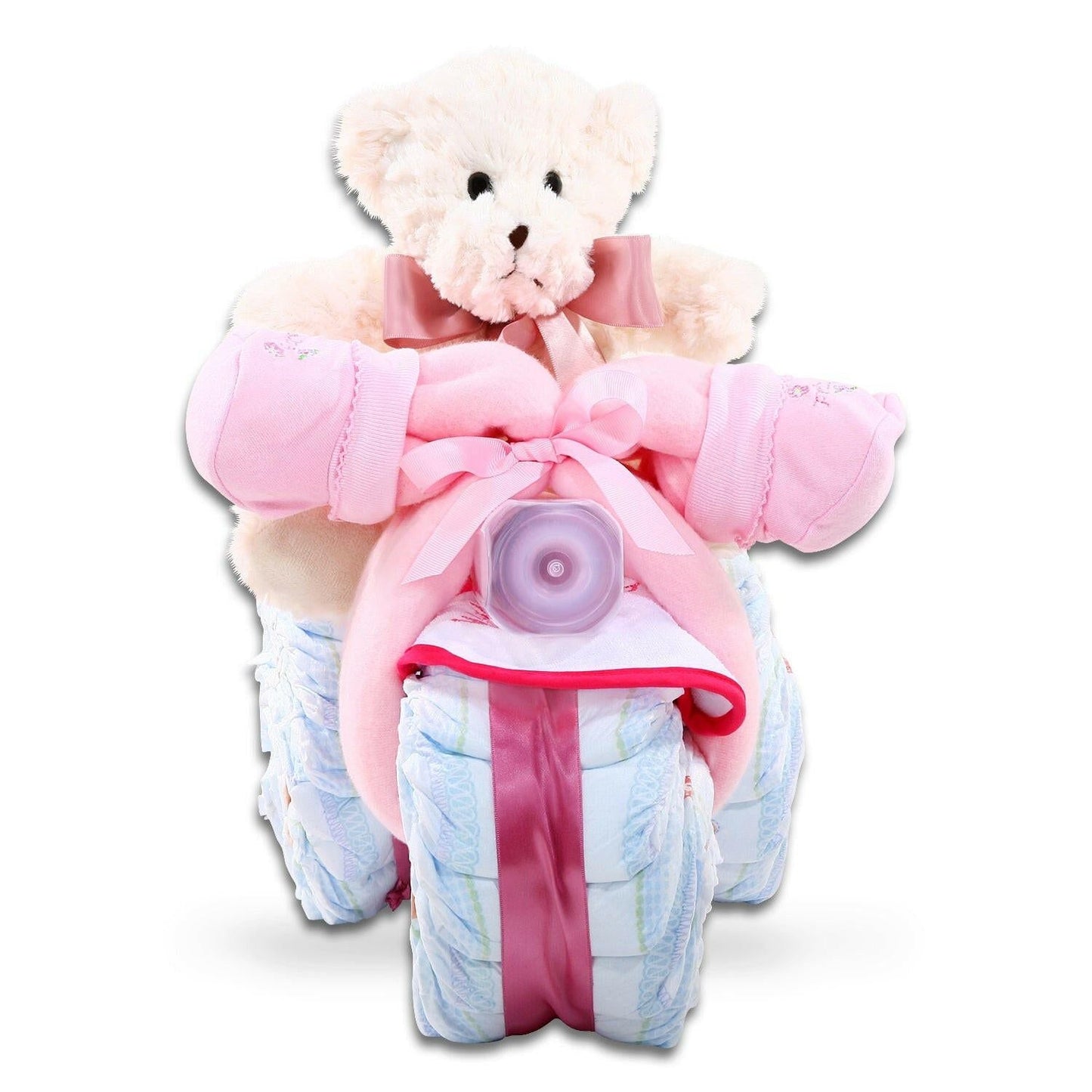 Pink Tricycle Diaper Cake Gift - Renee Lane Company