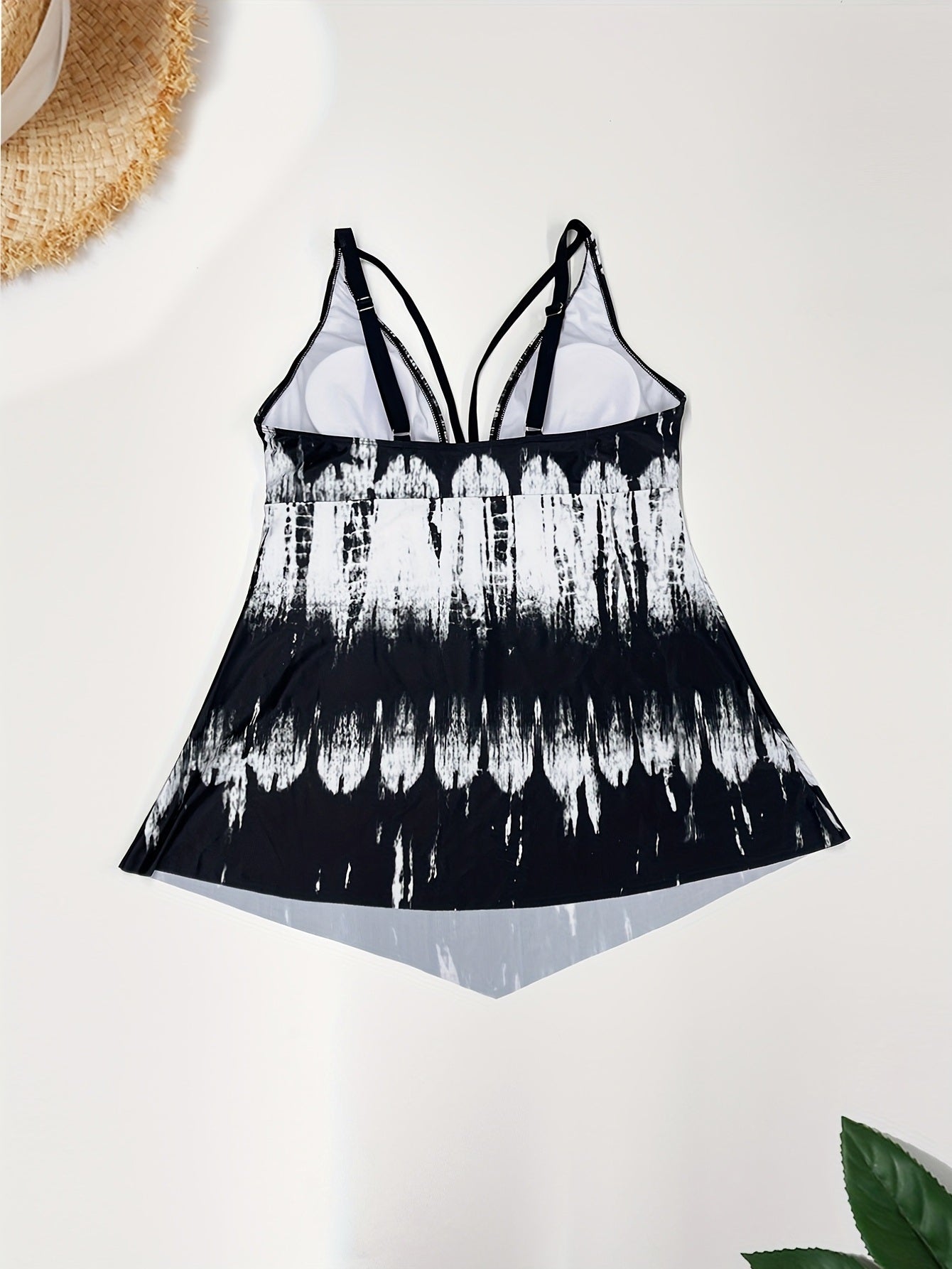 Plus Size Casual Tankini Set, Women's Plus Colorblock Geometric Print Cut Out Strappy Cami Top & Panty Swimsuit Two Piece Set - Renee Lane Company