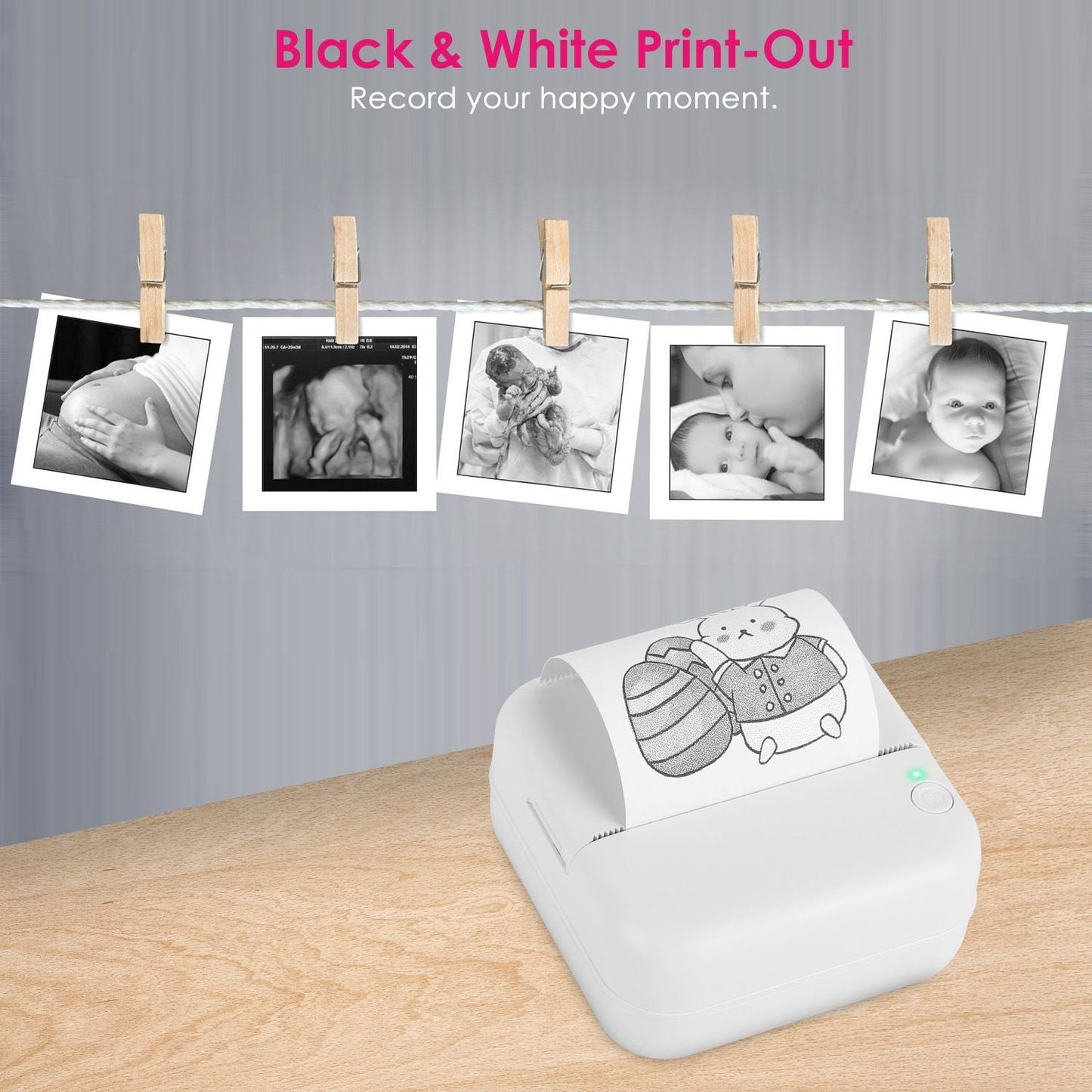 Pocket Wireless Thermal Printer Portable Mini Sticker Maker Machine Rechargeable Inkless Photo Printer for Printing Label Journal Study Notes Memo Photos - Renee Lane Company