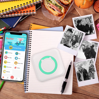 Pocket Wireless Thermal Printer Portable Mini Sticker Maker Machine Rechargeable Inkless Photo Printer for Printing Label Journal Study Notes Memo Photos - Renee Lane Company