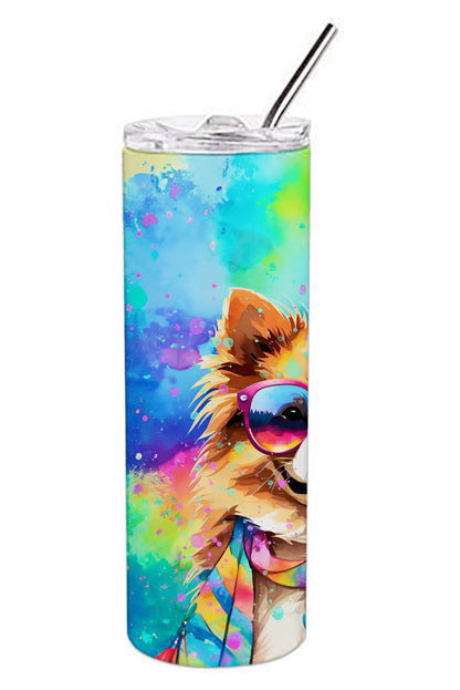 Pomeranian Hippie Dawg Stainless Steel Skinny Tumbler Vacuum Double Walled Reusable Insulated Tumbler Travel Cup for Coffee Cocktails Gift with Lid, 20 oz - Renee Lane Company