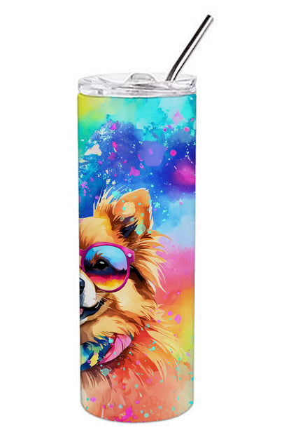 Pomeranian Hippie Dawg Stainless Steel Skinny Tumbler Vacuum Double Walled Reusable Insulated Tumbler Travel Cup for Coffee Cocktails Gift with Lid, 20 oz - Renee Lane Company