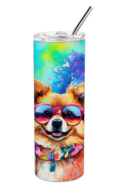 Pomeranian Hippie Dawg Stainless Steel Skinny Tumbler Vacuum Double Walled Reusable Insulated Tumbler Travel Cup for Coffee Cocktails Gift with Lid, 20 oz - Renee Lane Company