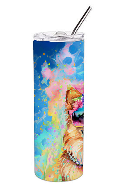 Pomeranian Hippie Dawg Stainless Steel Skinny Tumbler Vacuum Double Walled Reusable Insulated Tumbler Travel Cup for Coffee Cocktails Gift with Lid, 20 oz - Renee Lane Company