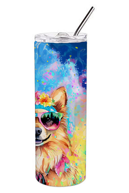 Pomeranian Hippie Dawg Stainless Steel Skinny Tumbler Vacuum Double Walled Reusable Insulated Tumbler Travel Cup for Coffee Cocktails Gift with Lid, 20 oz - Renee Lane Company