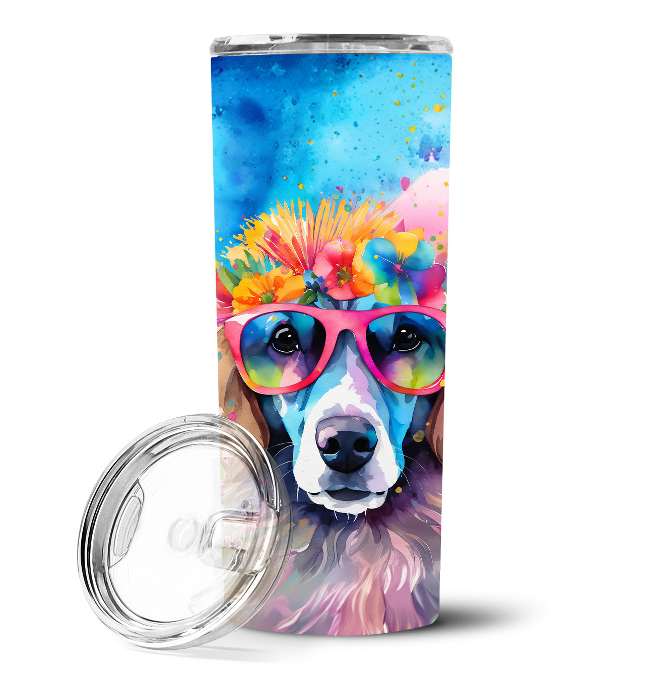 Poodle Hippie Dawg Stainless Steel Skinny Tumbler Vacuum Double Walled Reusable Insulated Tumbler Travel Cup for Coffee Cocktails Gift with Lid, 20 oz - Renee Lane Company