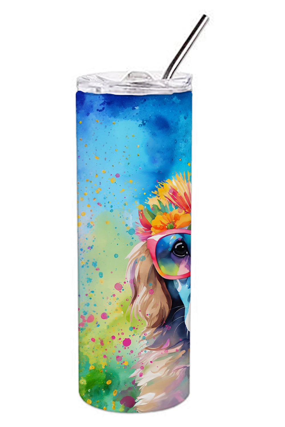 Poodle Hippie Dawg Stainless Steel Skinny Tumbler Vacuum Double Walled Reusable Insulated Tumbler Travel Cup for Coffee Cocktails Gift with Lid, 20 oz - Renee Lane Company
