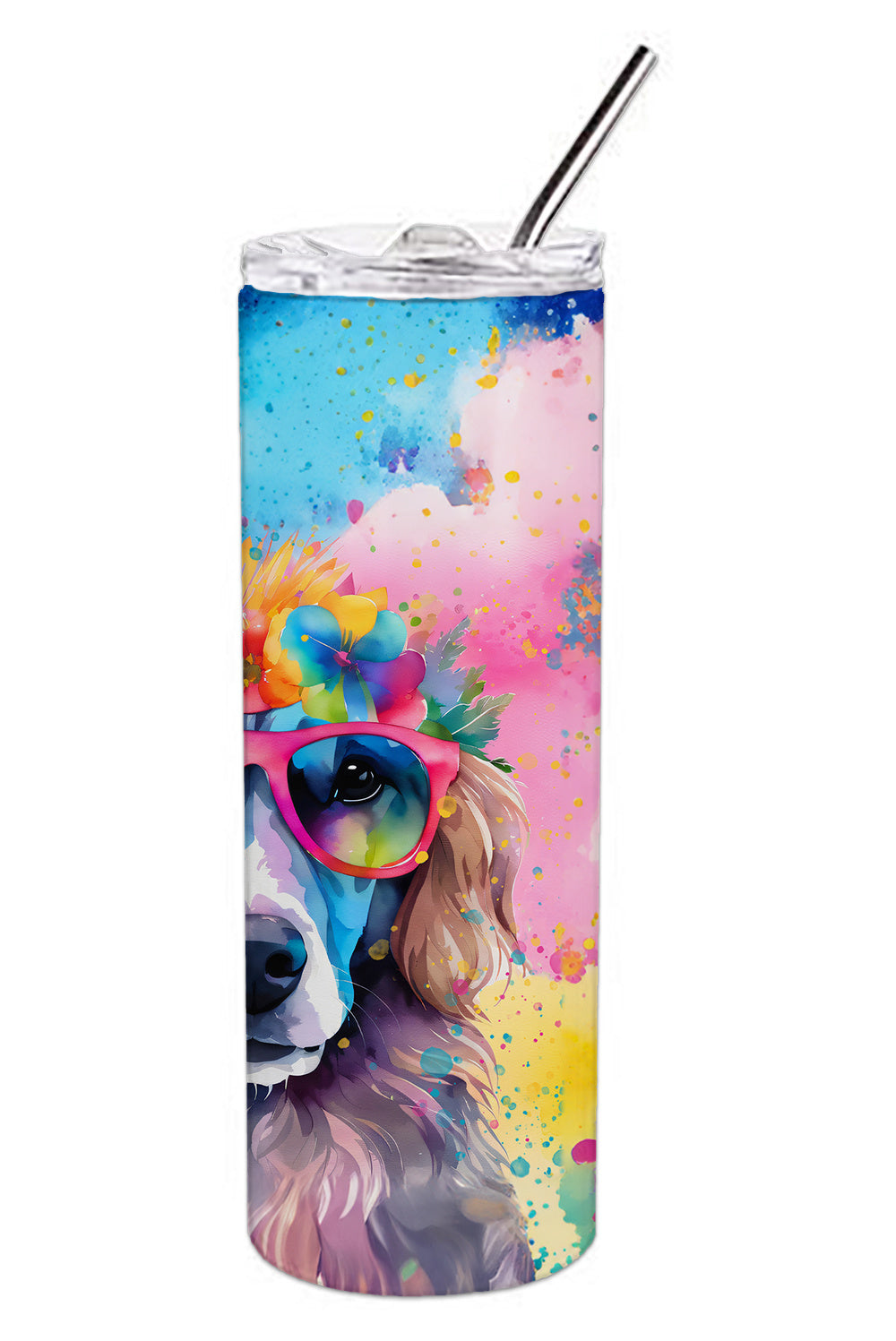 Poodle Hippie Dawg Stainless Steel Skinny Tumbler Vacuum Double Walled Reusable Insulated Tumbler Travel Cup for Coffee Cocktails Gift with Lid, 20 oz - Renee Lane Company