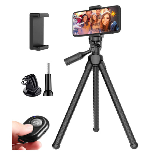 Portable And Adjustable Flexible Phone Tripods Camera Stand Holder With Wireless Remote And Universal Phone Mount - Renee Lane Company