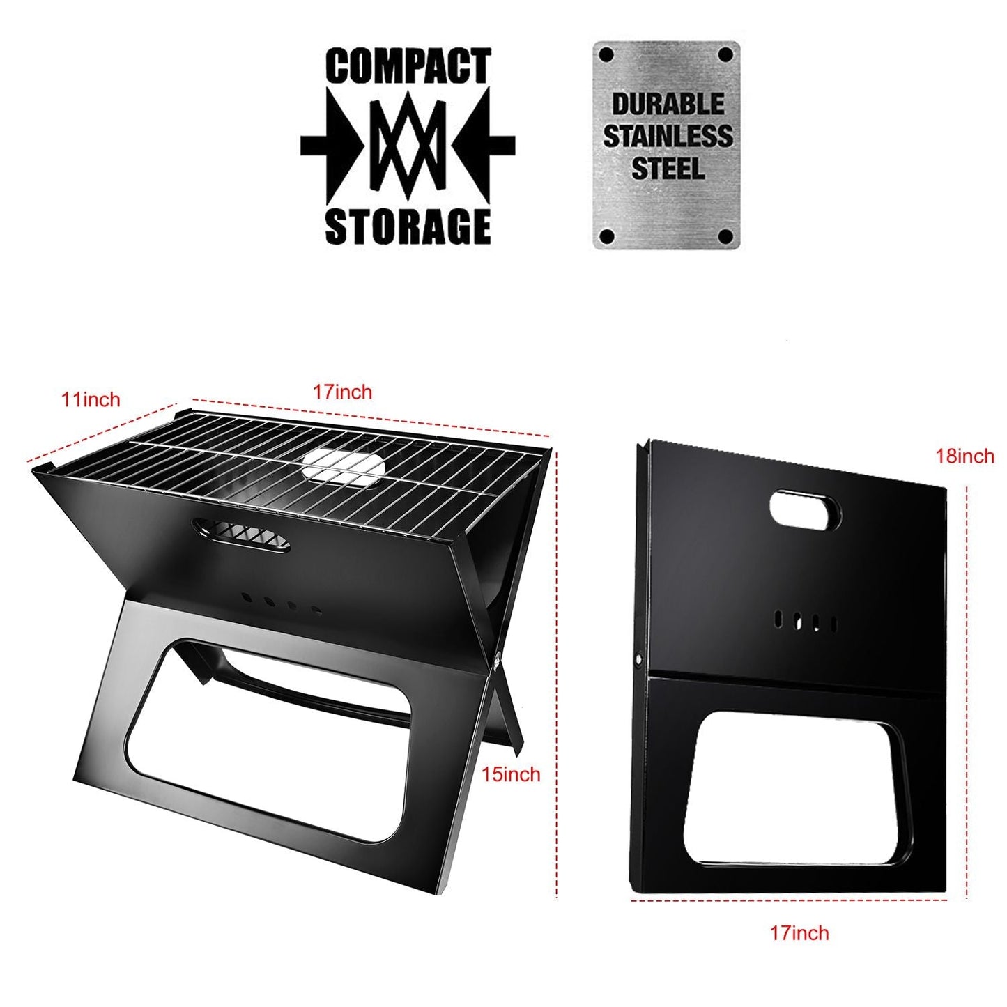 Portable BBQ Barbecue Grill Foldable Charcoal Grill Camping Garden Outdoor Travel - Renee Lane Company