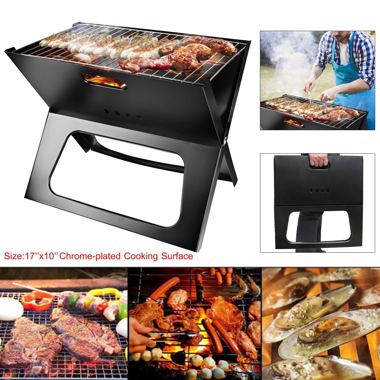 Portable BBQ Barbecue Grill Foldable Charcoal Grill Camping Garden Outdoor Travel - Renee Lane Company