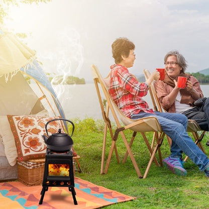 Portable Camping Stove with Detachable Iron Panels Black 27x27x34cm Lightweight Foldable Outdoor Wood Burning Fire Pit for Picnic BBQ Hiking Backpacking Compact Campfire Cooking Heater - Renee Lane Company