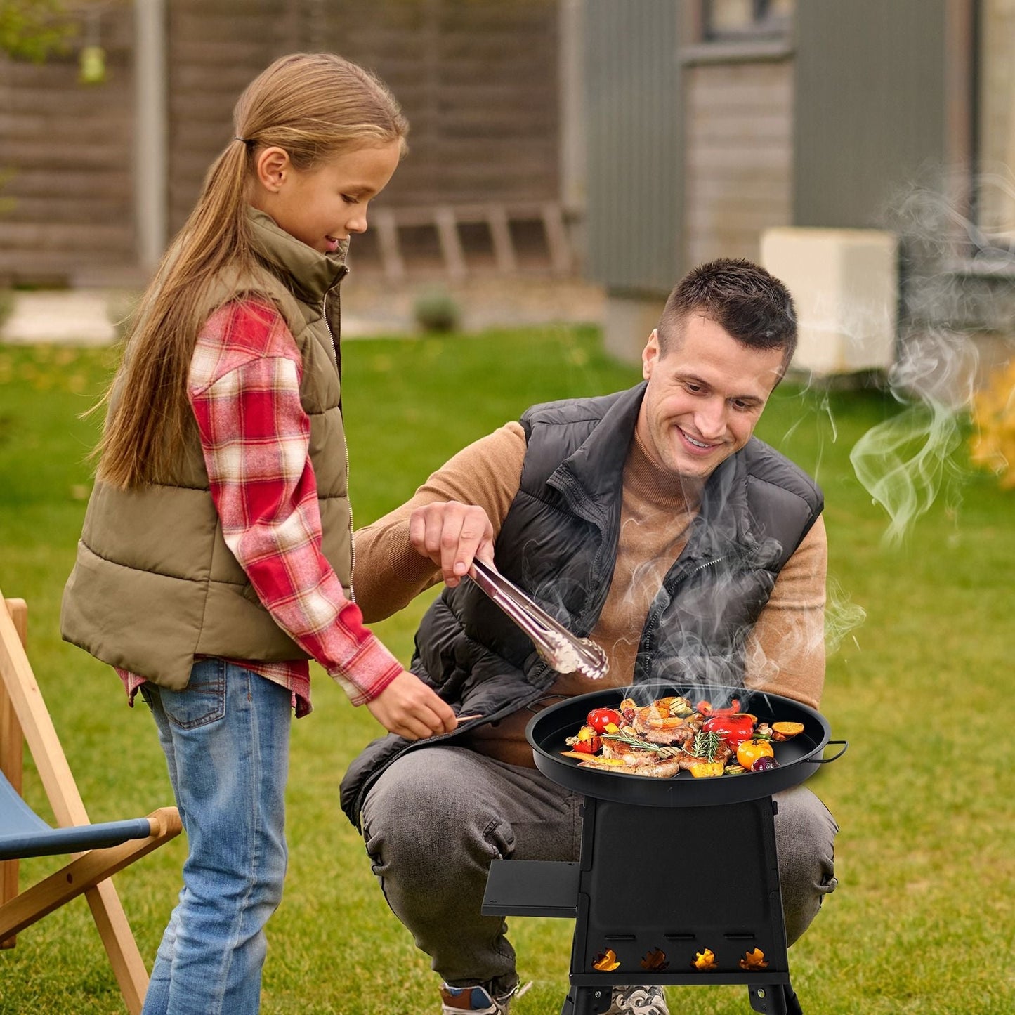 Portable Camping Stove with Detachable Iron Panels Black 27x27x34cm Lightweight Foldable Outdoor Wood Burning Fire Pit for Picnic BBQ Hiking Backpacking Compact Campfire Cooking Heater - Renee Lane Company