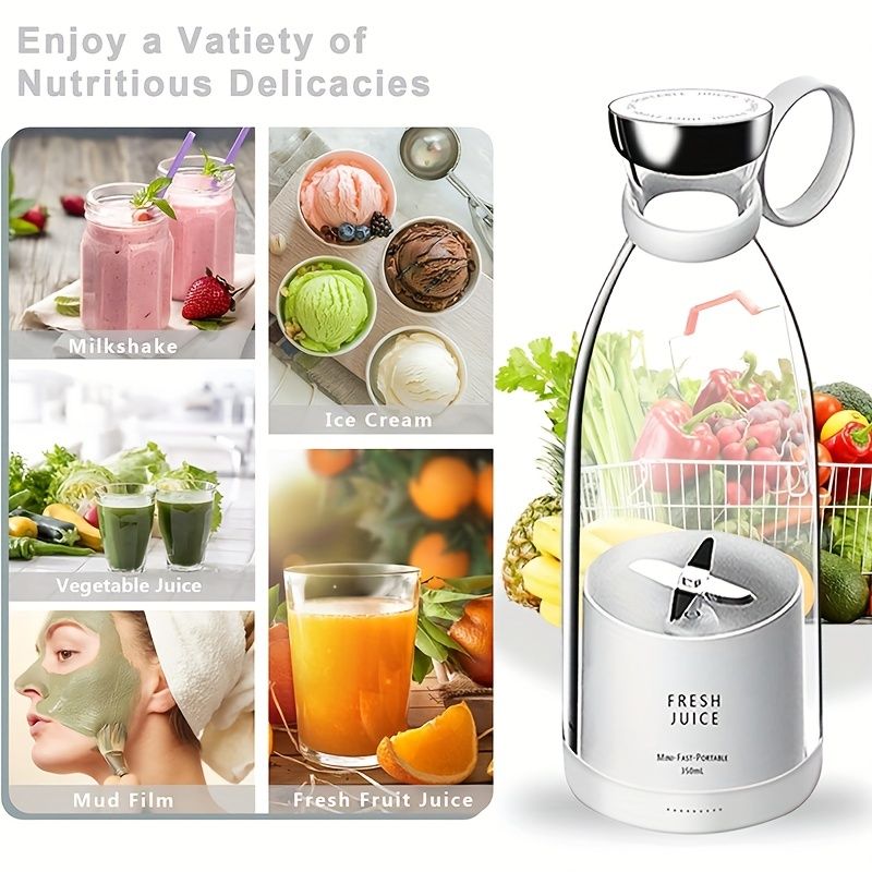 Portable Electric Juicer; Mini Household Wireless Charging Small Stirring Squeezing Water Juice Maker Juicer Cup 350ML - Renee Lane Company
