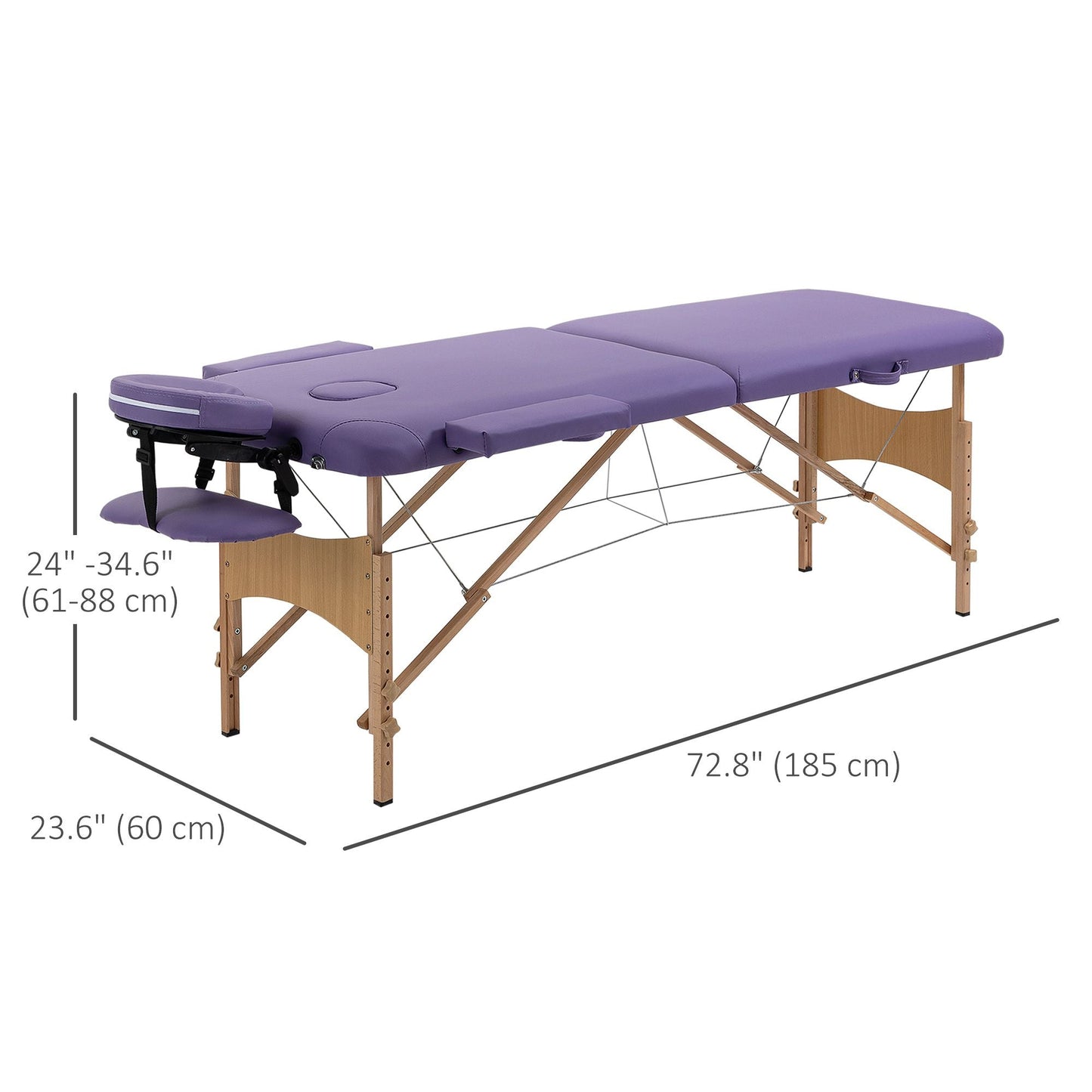 Portable Massage Table 72 Inch Adjustable Spa Bed Foldable Facial Couch with Carry Case Purple - Renee Lane Company