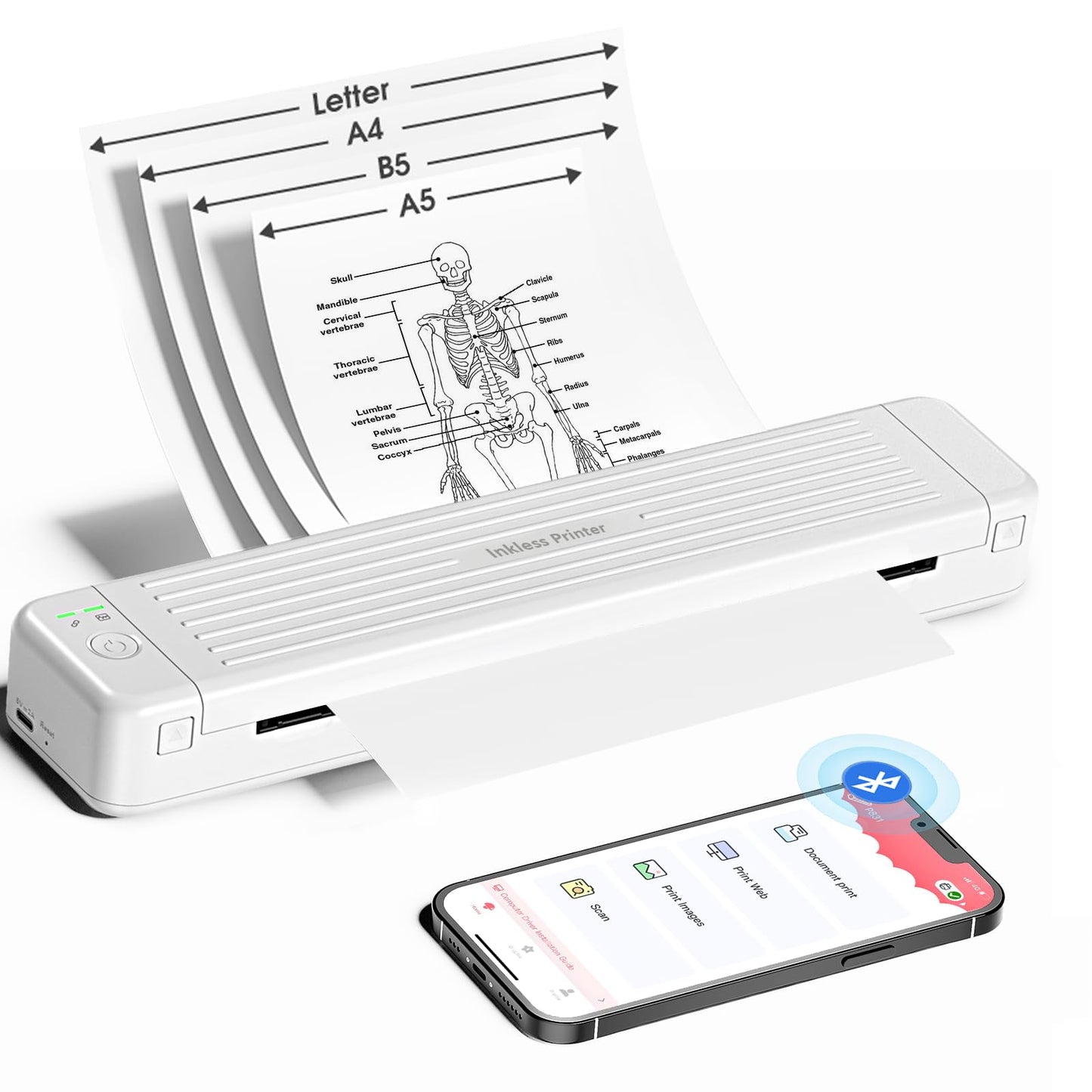Portable Printer Heat Transfer Printer P831 Supports 8.5 x 11 A4 Regular Copy Paper Wireless Bluetooth for Phone Tablet Portable Printers Wireless for Travel Home Use - Renee Lane Company