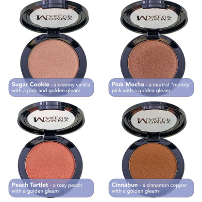 Color compacts: Sugar Cookie pink, Pink Mocha taupe, Peach Tartlet peach, Cinnabun copper
