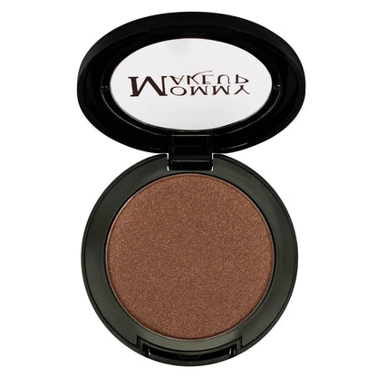 Shimmer makeup compact in medium brown with open black lid