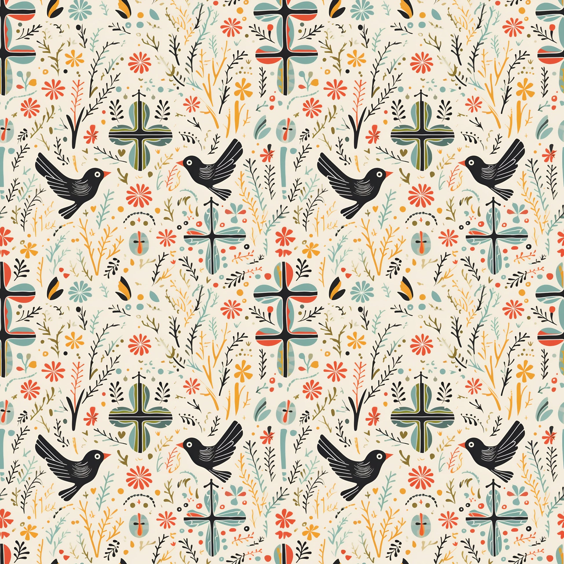 Premium Christian Wrapping Paper (3 Pcs) - Symbols Printed of Cross and Dove Birds Gift Wrapping Paper - Religious Gift Wrap Paper for Baptism First Holy Communion Nativity and Other Occasions - Renee Lane Company