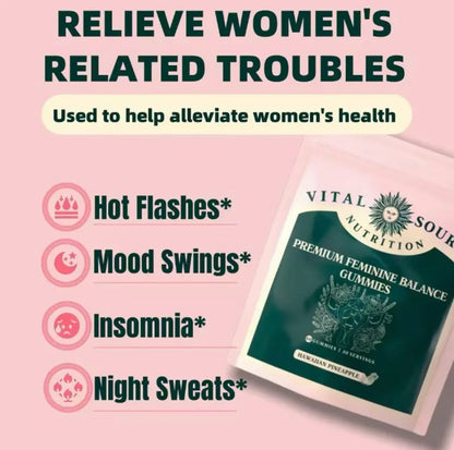 Premium Feminine Balance Gummies - for Women’s Health & Wellness - Immune Support - Vegan, Gluten-Free & Halal - Hawaiian Pineapple - 60 Gummies - 30 Servings - Renee Lane Company
