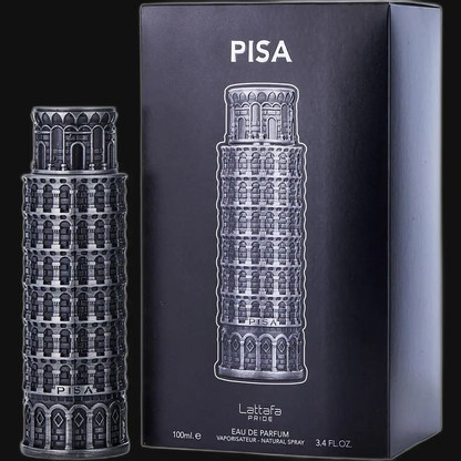 Men's Lattafa Pride Pisa eau de parfum cologne box and dark glass bottle, 100 ml