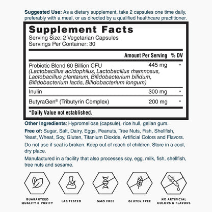 Supplement Facts panel for ProTotal vegetarian capsules, servings and ingredients