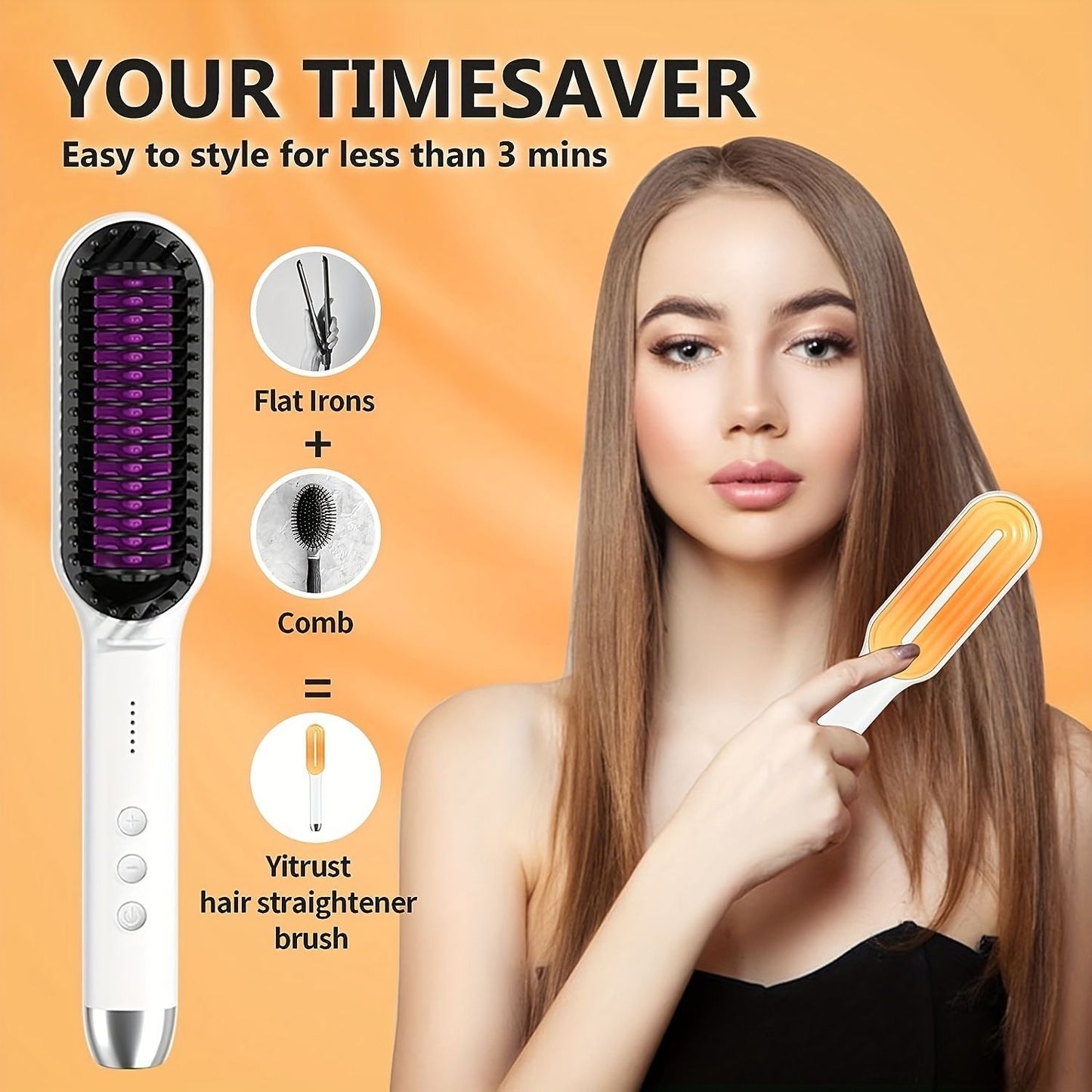 Professional Hair Straightener Brush Electric Straightening Beard Comb Electric Straightening Beard Comb Hairdressing Tool With 5-speed Temperature Control - Renee Lane Company