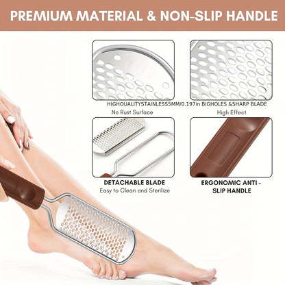 Professional Metal Foot Scrubber for Pedicure and Dead Skin Removal - Callus Remover and Shaver for Feet - Professional Rasp for Foot Care - Renee Lane Company