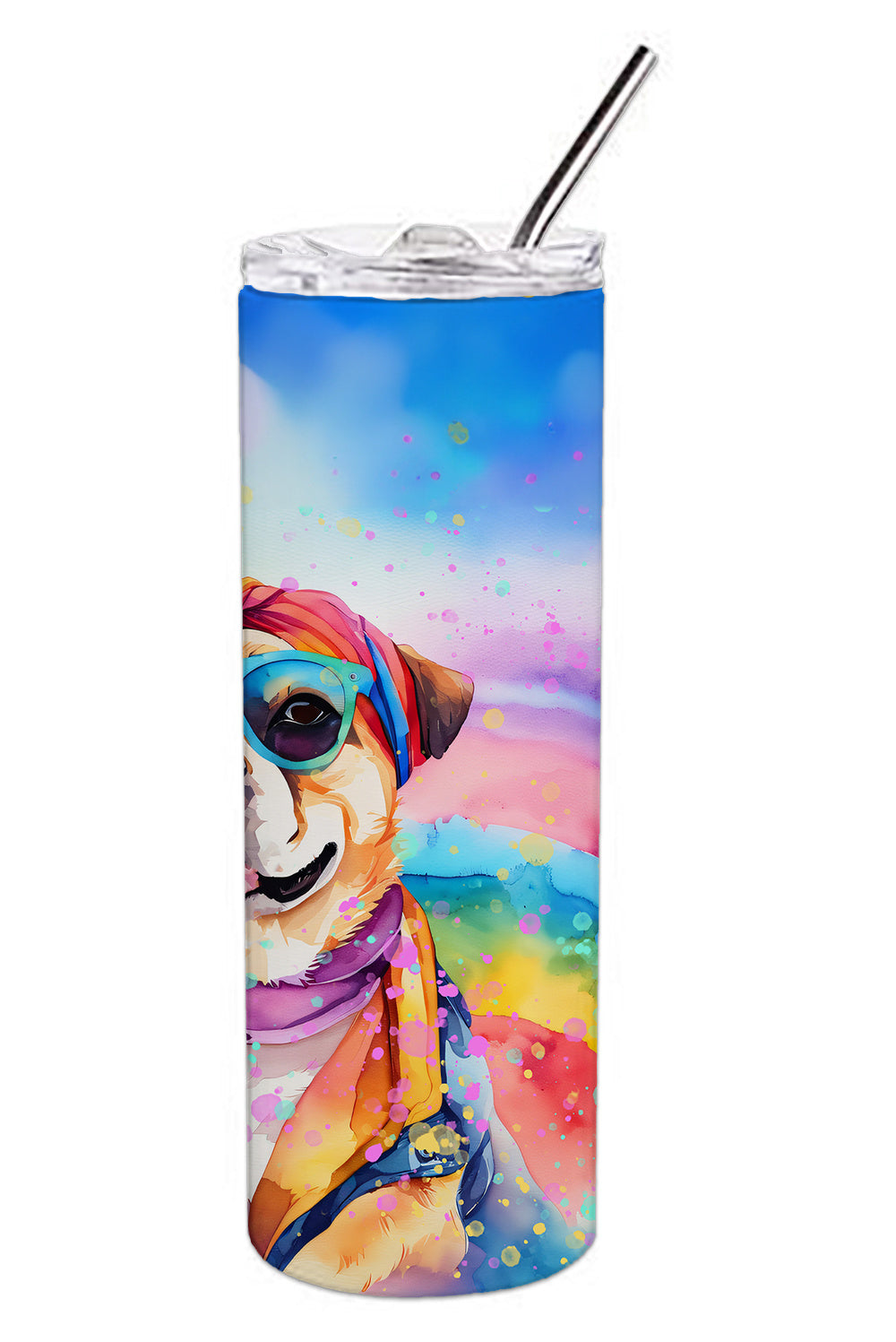 Pug Hippie Dawg Stainless Steel Skinny Tumbler Vacuum Double Walled Reusable Insulated Tumbler Travel Cup for Coffee Cocktails Gift with Lid, 20 oz - Renee Lane Company