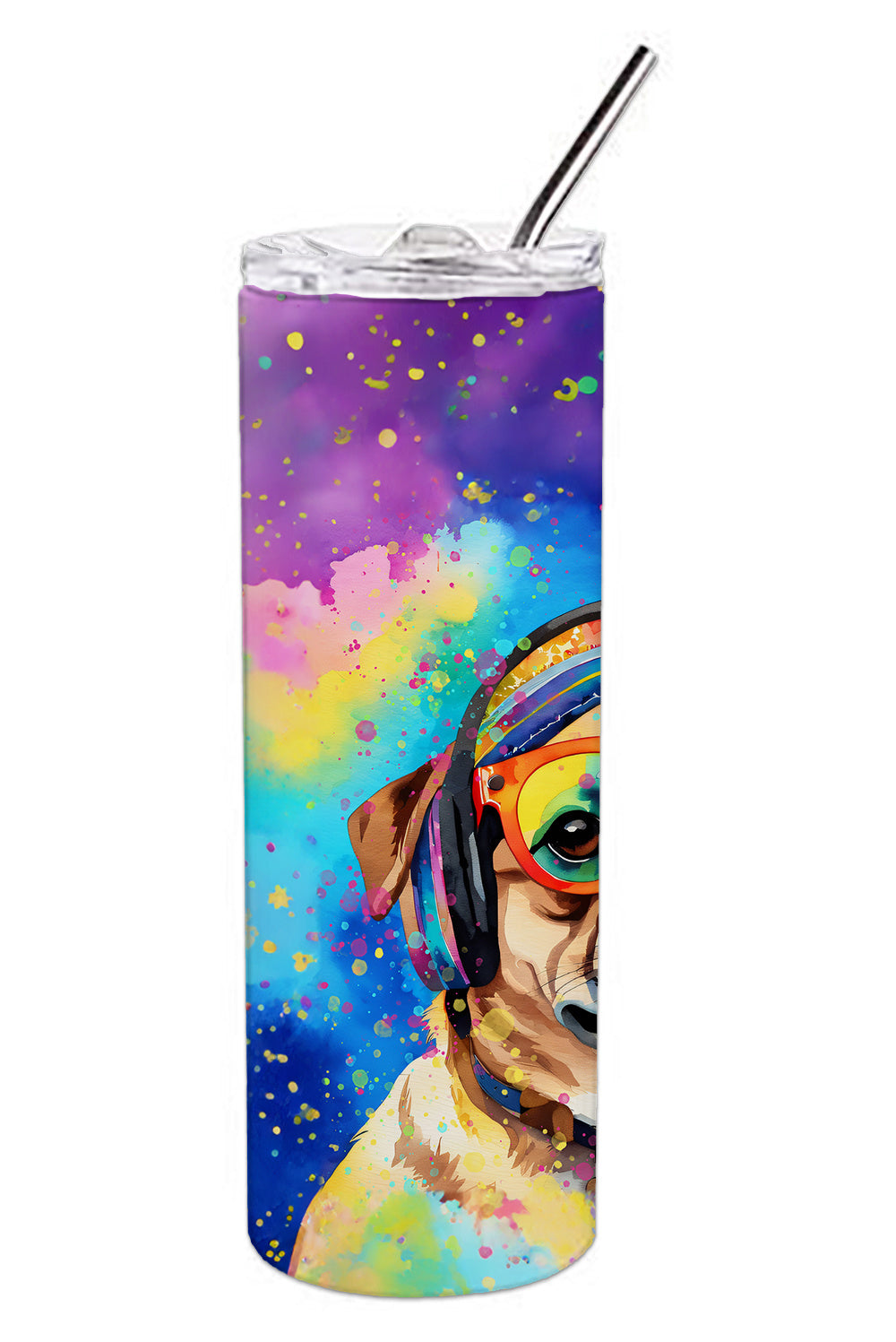 Pug Hippie Dawg Stainless Steel Skinny Tumbler Vacuum Double Walled Reusable Insulated Tumbler Travel Cup for Coffee Cocktails Gift with Lid, 20 oz - Renee Lane Company