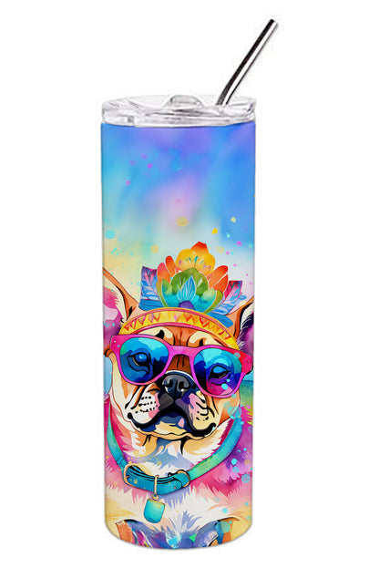Pug Hippie Dawg Stainless Steel Skinny Tumbler Vacuum Double Walled Reusable Insulated Tumbler Travel Cup for Coffee Cocktails Gift with Lid, 20 oz - Renee Lane Company