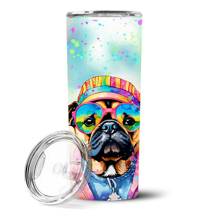 Pug Hippie Dawg Stainless Steel Skinny Tumbler Vacuum Double Walled Reusable Insulated Tumbler Travel Cup for Coffee Cocktails Gift with Lid, 20 oz - Renee Lane Company