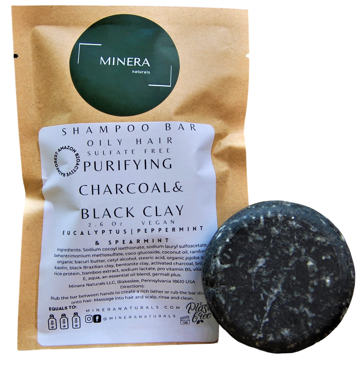 Purifying charcoal & black clay shampoo Bar - Oily hair - Renee Lane Company