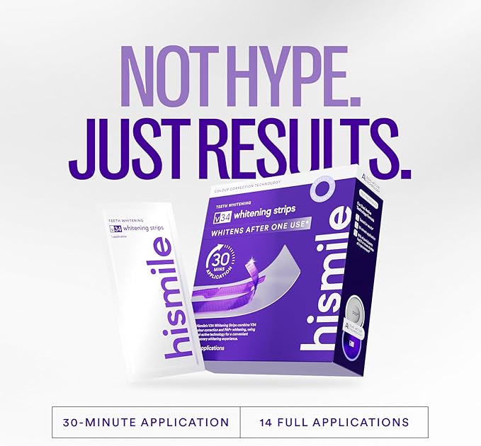 Teeth whitening strips box set, purple and white, 14 full applications