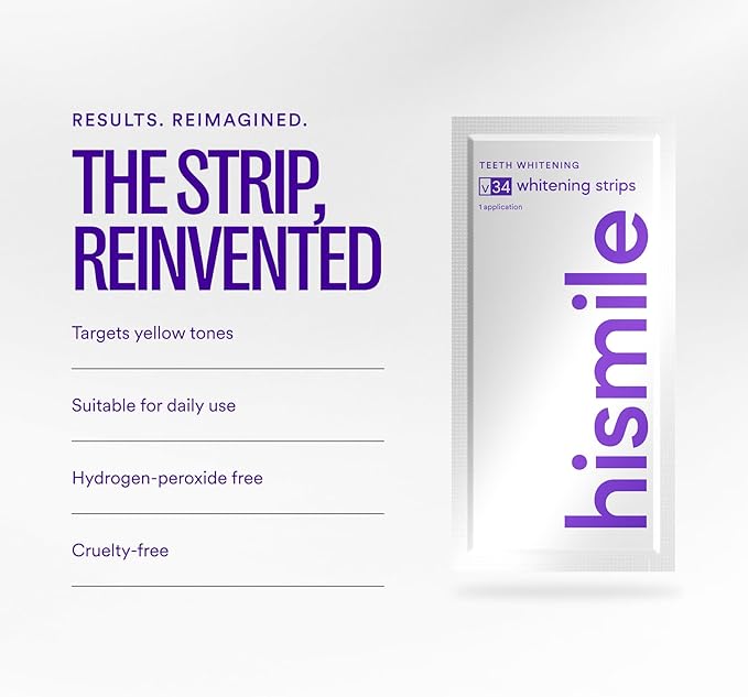 Teeth whitening strips box with purple-and-white design